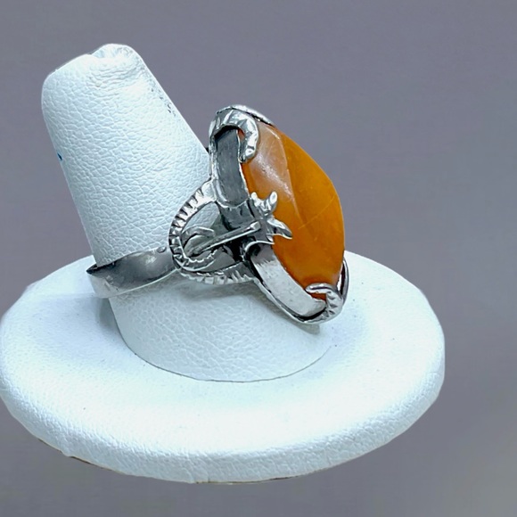 🌺Antique Silver &  Amber Ring - Picture 9 of 10